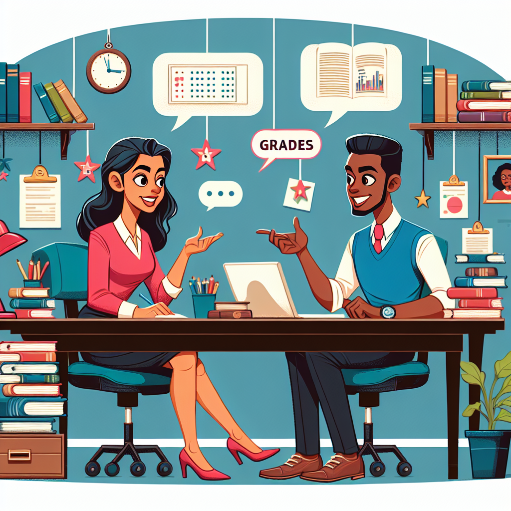 成績について教授と話す英会話練習